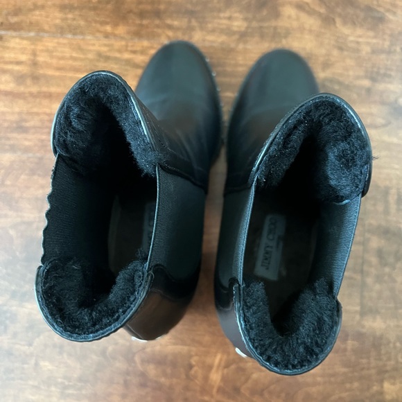 Jimmy Choo Women's Merril 65 Leather & Shearling Block-Heel Booties Size 39 1/2 - Picture 9 of 12